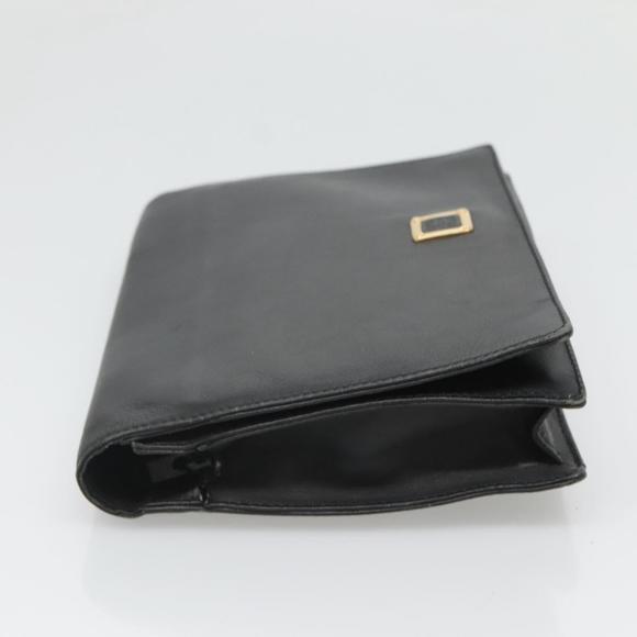 LOEWE Anagram Clutch Bag Leather Black Gold Auth 124222